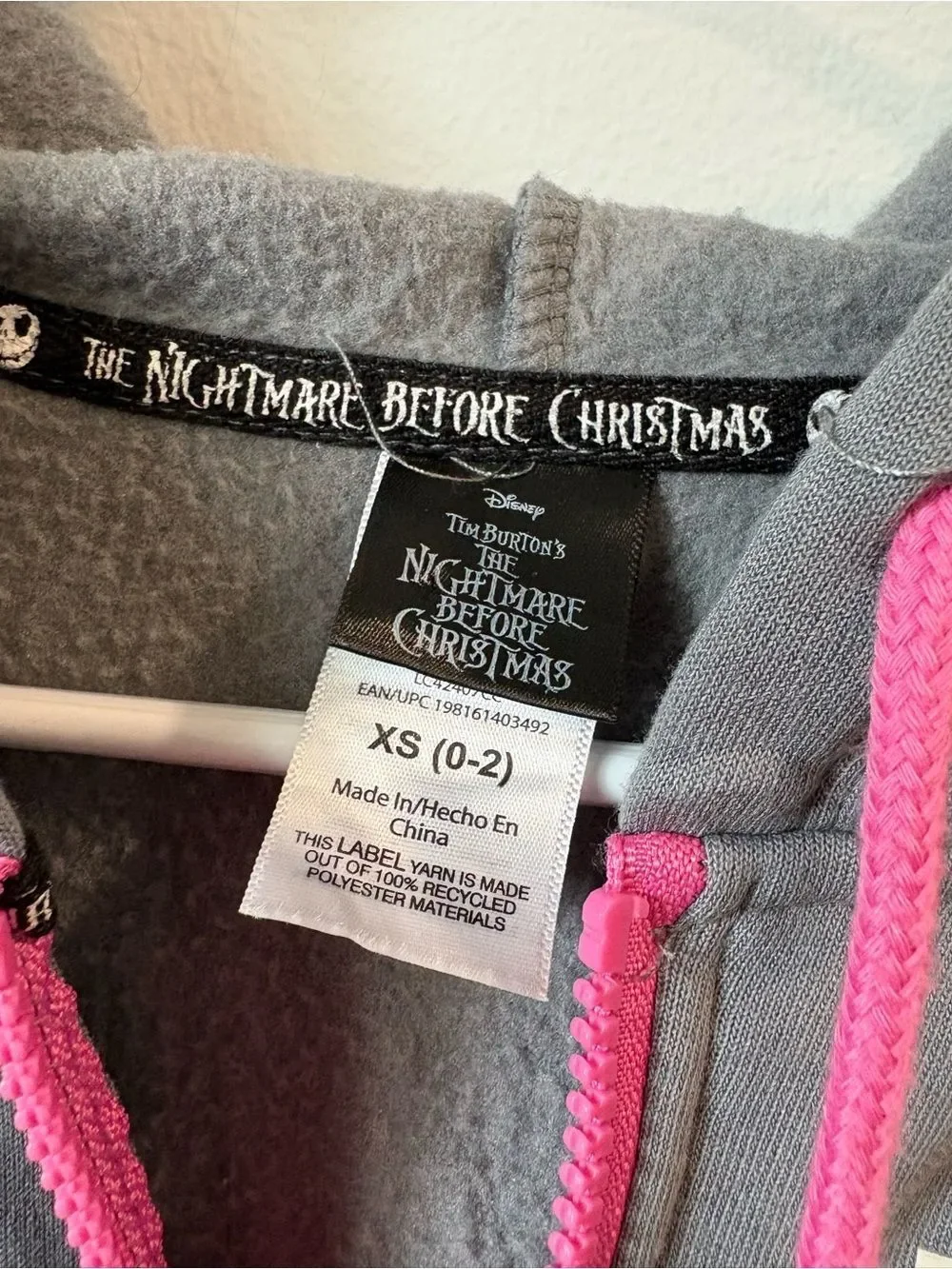 Disney The Pumpkin King Gray & Pink Zip Hoodie